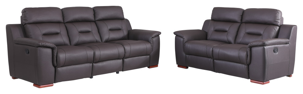 Palermo Leather Gel Match Recliner 2 Piece Set   Contemporary   Living Room Furniture Sets   by Luxuriant Furniture  Houzz