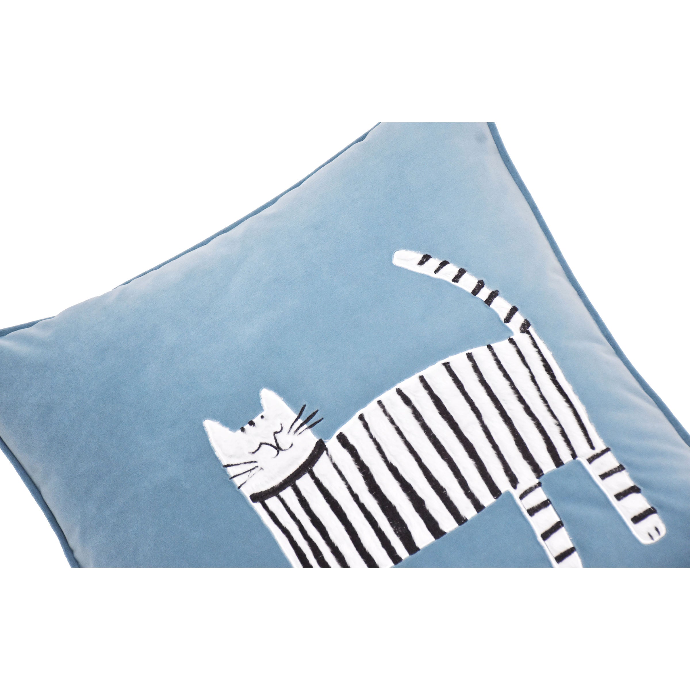 45X45 Cm Striped Cat Embroidered Throw Cushion Ecc-032