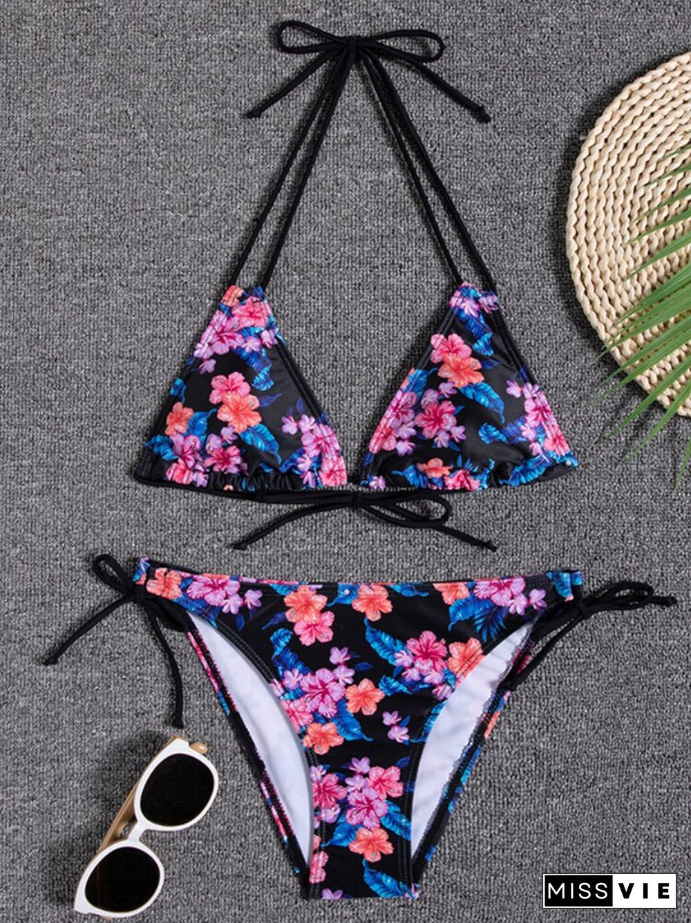 New Multi-color Printed Neck Strap Halter Sexy Split Bikini Swimsuit Ladies 2-piece Swimsuit Swimming Suit For Women Bikini Set