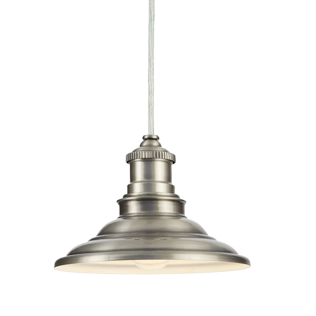 allen + roth Hainsbrook Antique Pewter Rustic Cone Mini Pendant Light