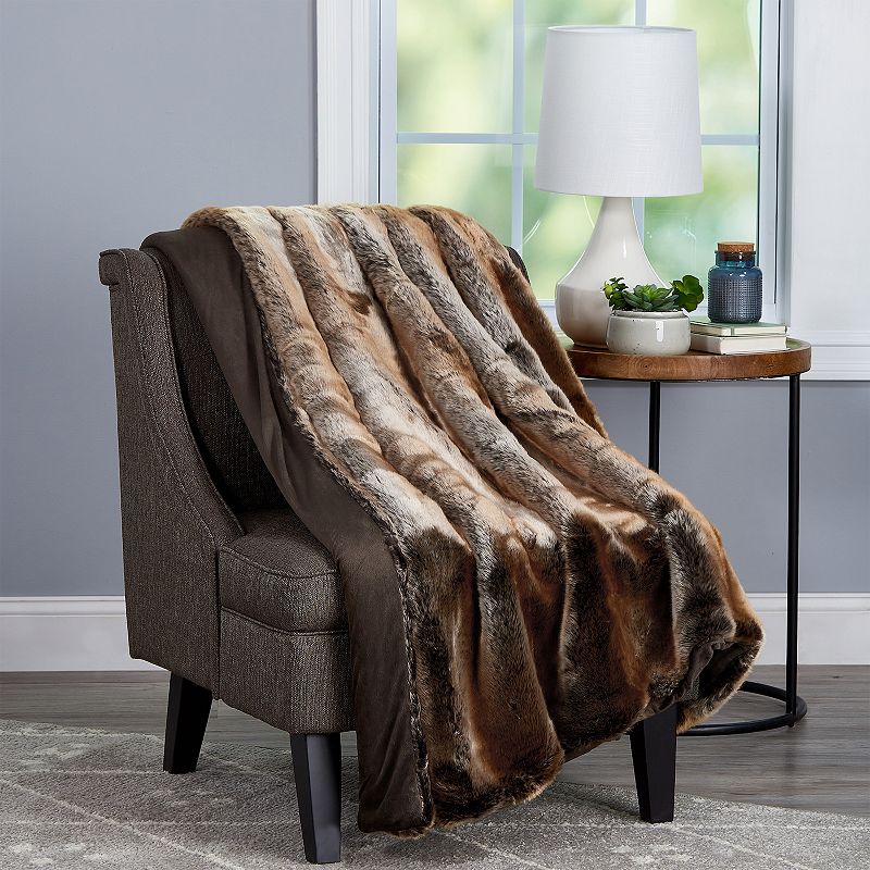 Portsmouth Home Marten Sable Faux Fur Throw Blanket