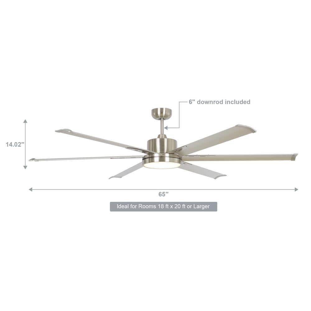 Parrot Uncle Balachandran 65 in Integrated LED Brushed Nickel Ceiling Fan with Light and Remote Control