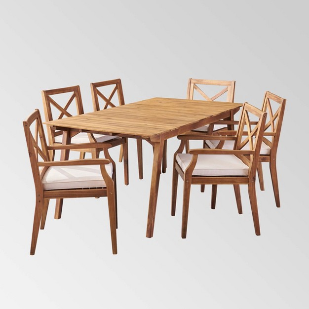 Mesa 7pc Acacia Wood Patio Dining Set Christopher Knight Home