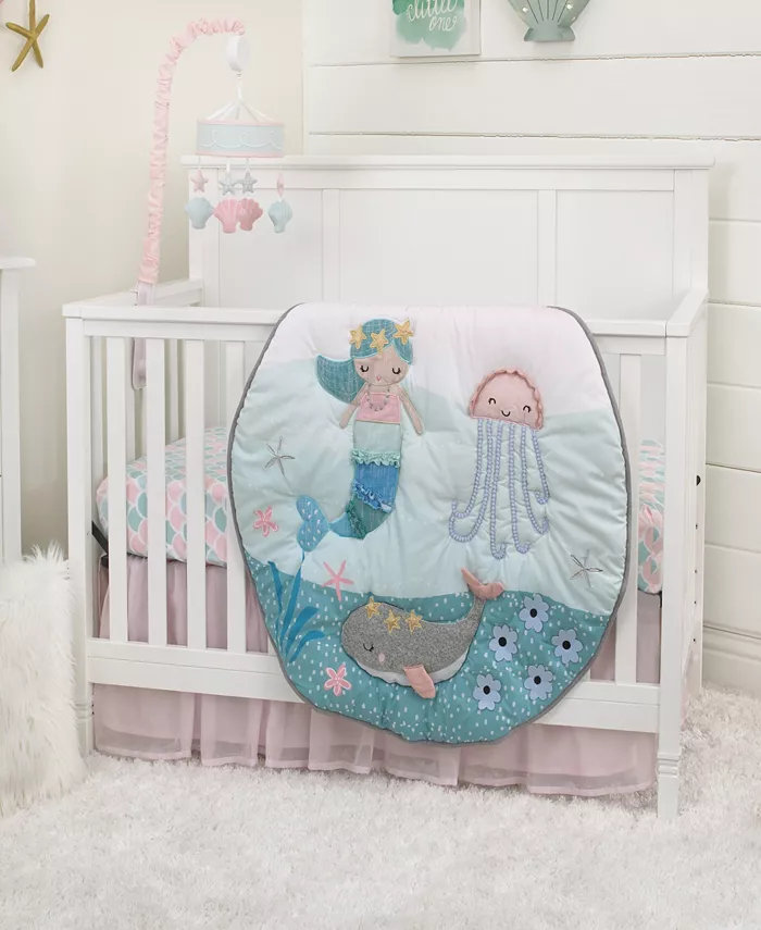 NoJo Sugar Reef Mermaid 4-Piece Crib Bedding Set