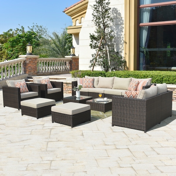 OVIOS Patio 12piece Wicker Deep Seat Furniture Set