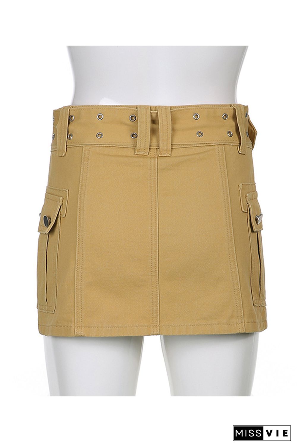 Washed Denim Mini Skirt With Belt Wholesale