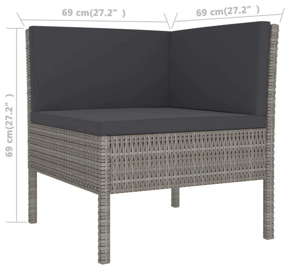 vidaXL Patio Lounge Set with Cushions 8 Pieces Poly Rattan Black Seat Yard   Tropical   Outdoor Sofas   by vidaXL LLC  Houzz