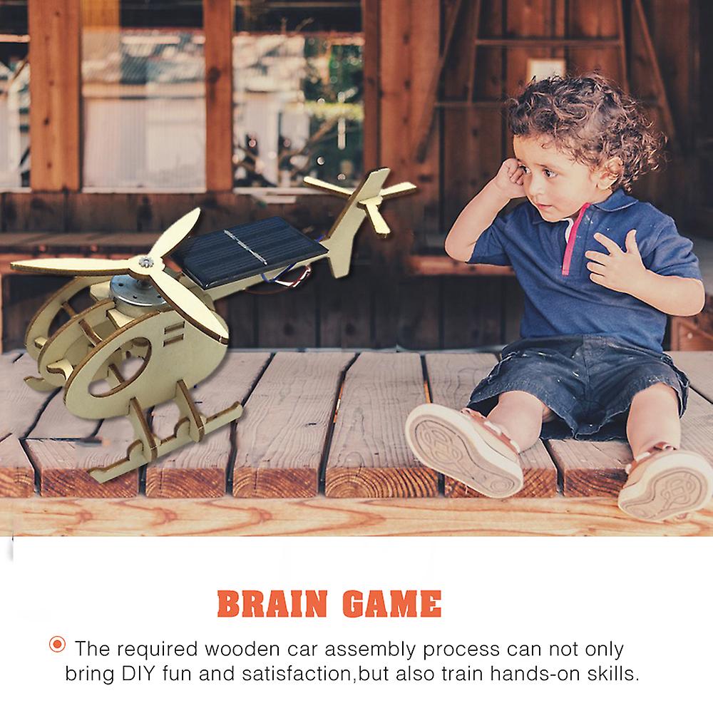 3d Assemble Solar Energy Powered Helicopter Wooden Puzzle Plane Wood Model Building Kit Diy Craft Kit Creative Educational Teaching Toy Gift For Boys