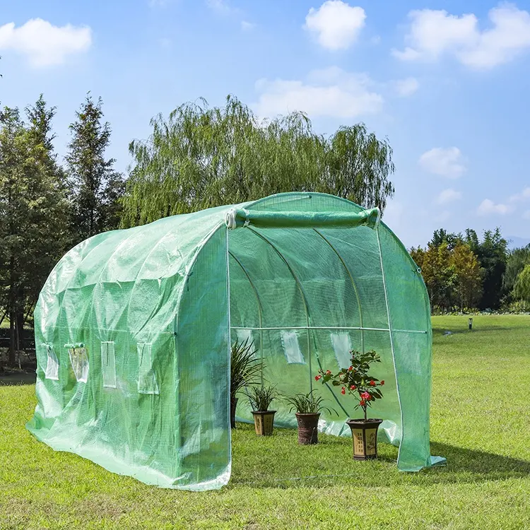 Factory supply walk in garden poly tunnel greenhouse round top green house for courtyard