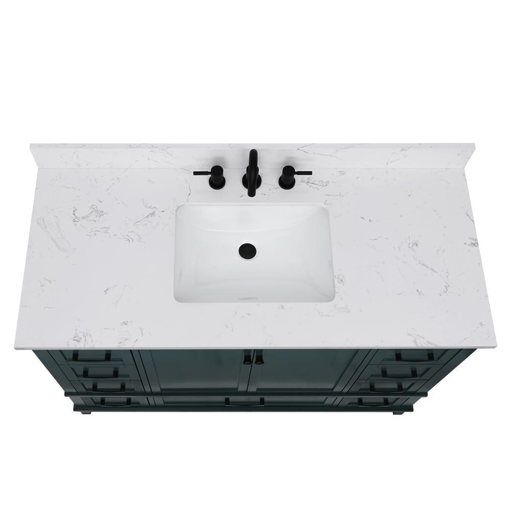 Home Decorators Collection 49 in W x 22 in D Engineered Stone Vanity Top in Cala White with White Basin