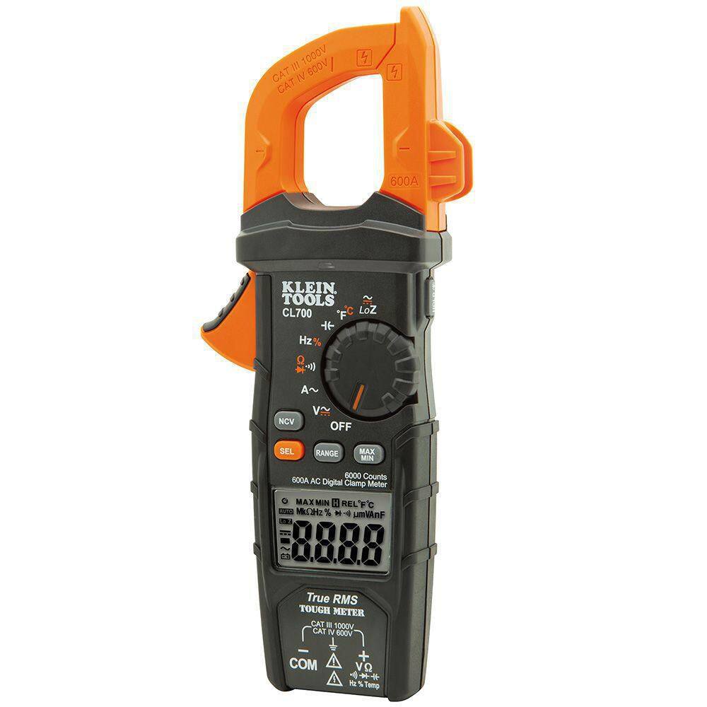 Klein Tools 600 Amp AC True RMS Auto-Ranging Digital Clamp Meter with Temp CL700