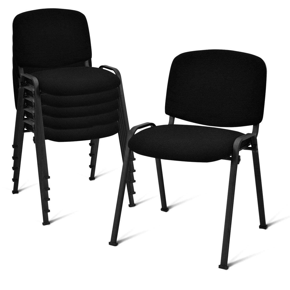 Set of 5 Stackable Conference Chairs with Sponge Seat & Ergonomic Back, Elegant Guest Reception Office Chairs