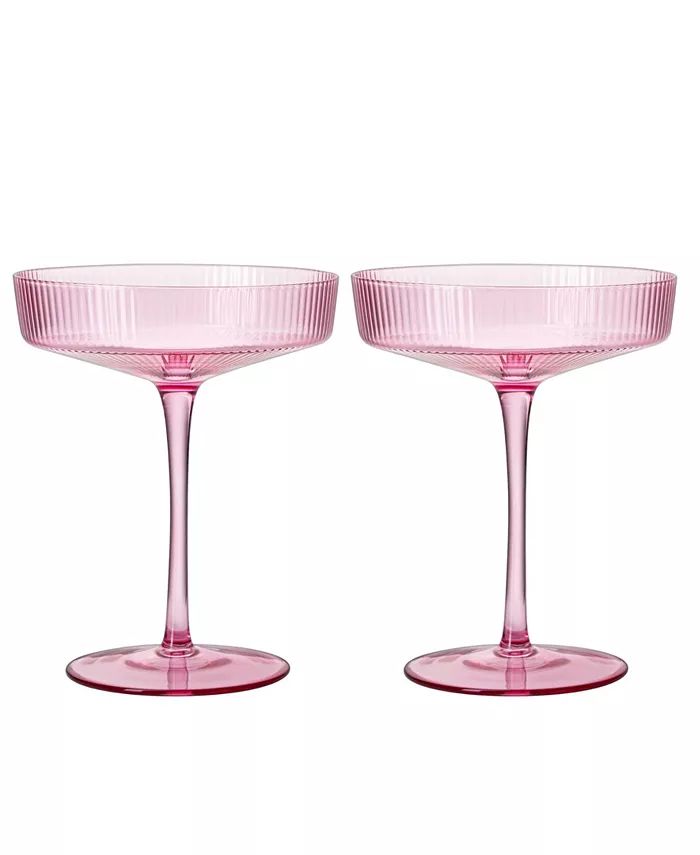 The Wine Savant Ribbed Coupe Cocktail Glasses Set of 2