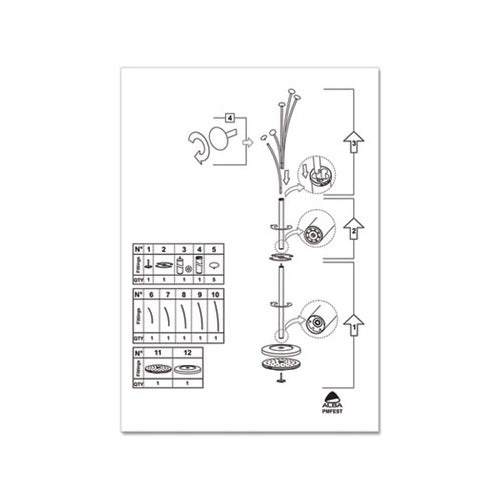 Festival Coat Stand with Umbrella Holder Five Knobs， 14w x 14d x 73.67h， Silver Gray