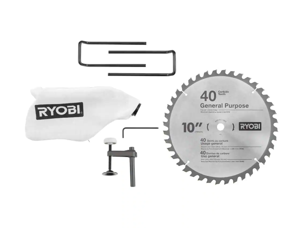 RYOBI TSS103-A181002 15 Amp 10 in. Corded Sliding Compound Miter Saw with 10 in. 40 Carbide Teeth Thin Kerf Miter Saw Blade