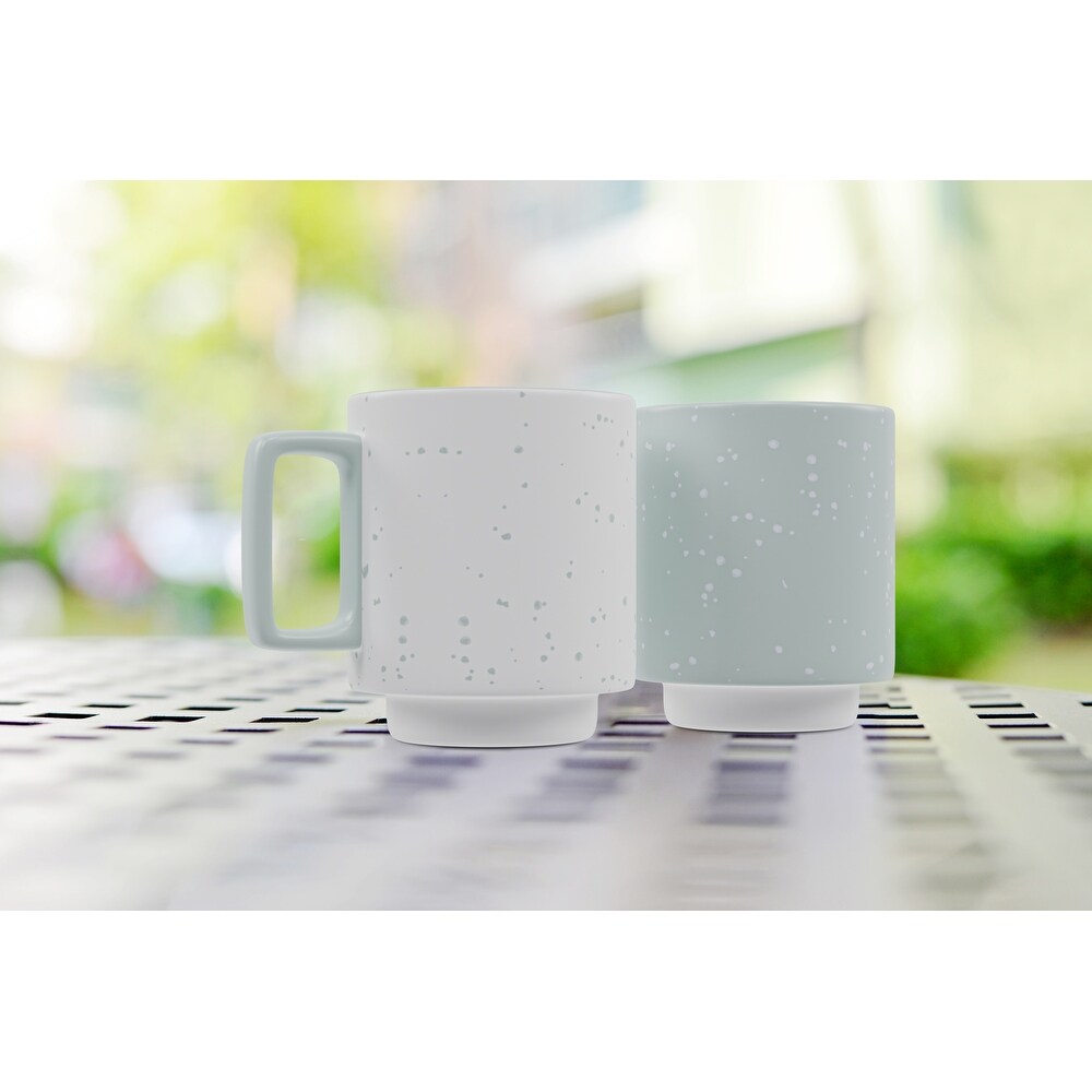 American Atelier Speckled Stackable Mugs Set of 2   14 oz