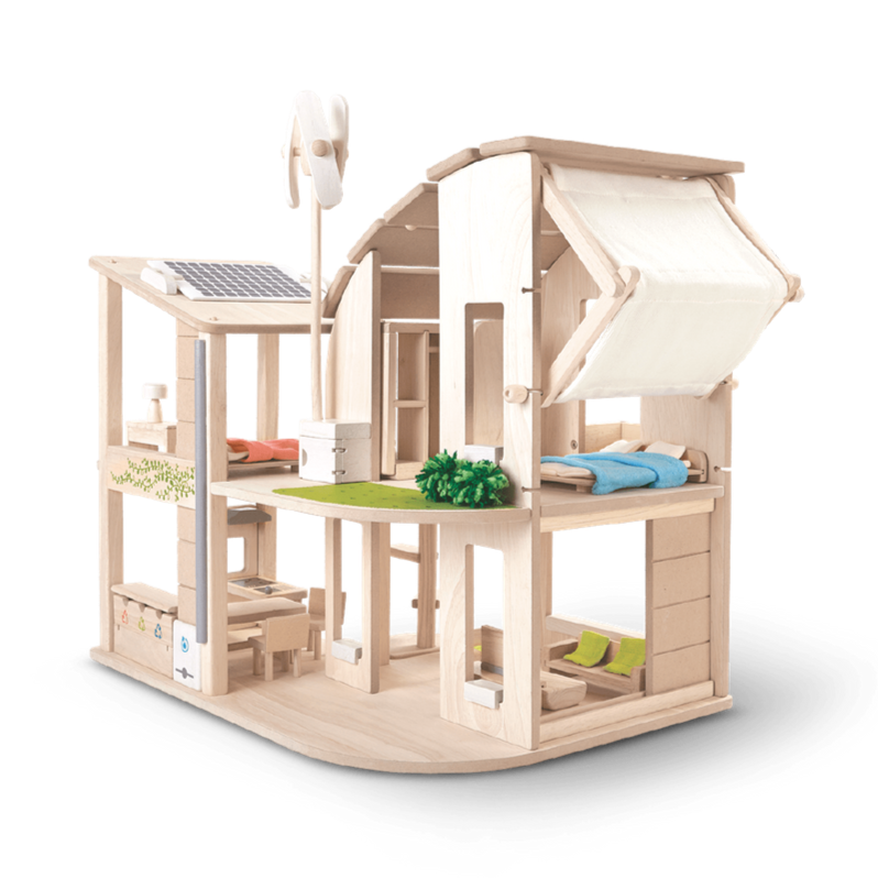 Green Dollhouse with Furniture by Plan Toys