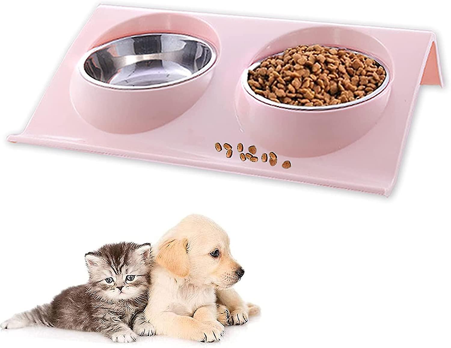 Pet Bowl Set， Dog Pet Er Bowl， 15 Tilt Double Food Bowl Raised Double Cat Bowl For S Dog And Cat Food Bowl ()