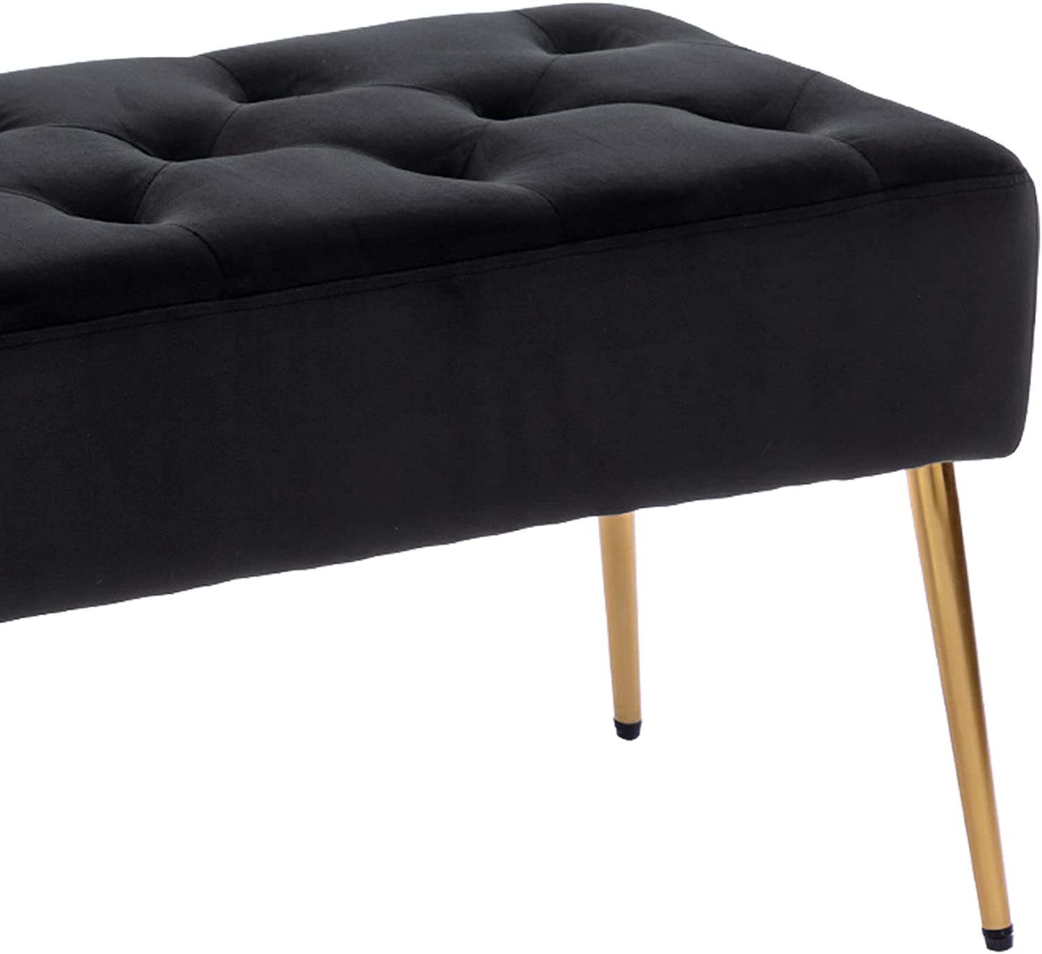 Duhome Velvet Ottoman Bench, Bedroom Bench for Bed End Upholstered Bench Tufted Accent Bench for Living Room Entry, Black