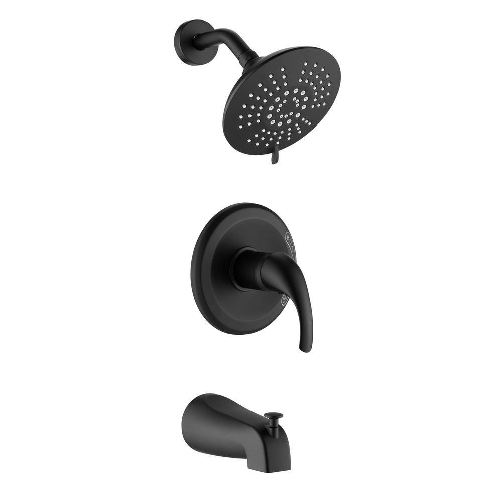 Boyel Living Single-Handle 5-Spray Tub and Shower Faucet with Handle Trim in Matte Black (Valve Included) MS-FX-A3518-MB