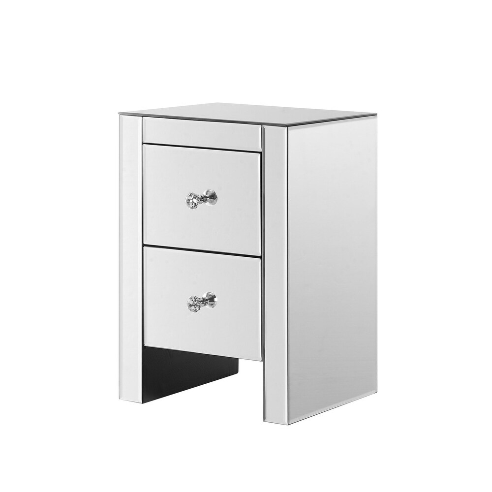 TOOLKISS Mirrored Nightstand Silver Side End Table