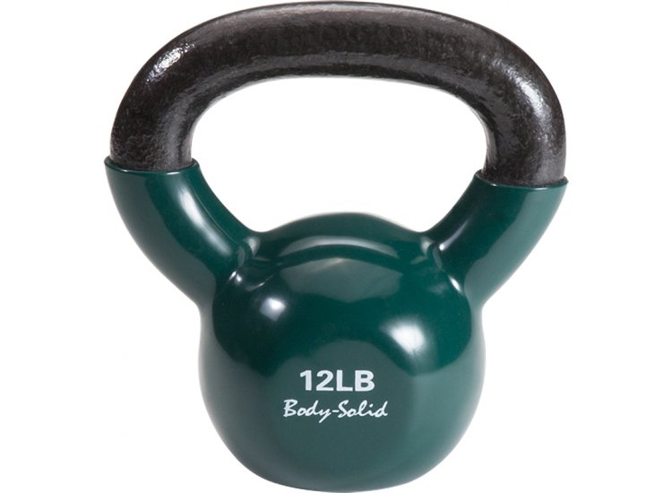 Body-Solid 12 lb Vinyl Dipped Green Kettlebell