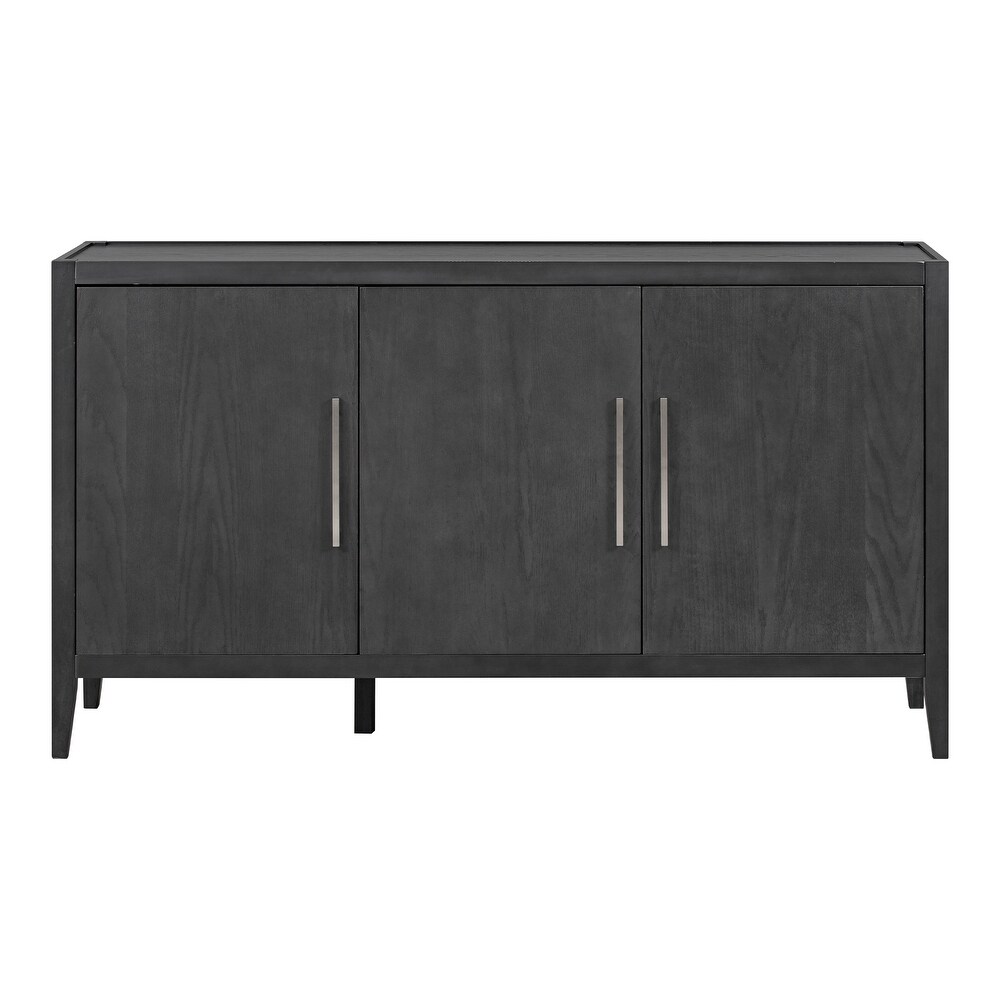 Modern Storage Cabinet Sideboard with 3 Metal Handles   3 Doors  Wooden Cabinet with Adjustable Shelf for Entryway  Living Room