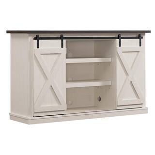 Bell'O Cottonwood 54 in. Sargent Oak and Cream Wood TV Stand Fits TVs Up to 60 in. with Storage Doors TC54-6127-TPG03