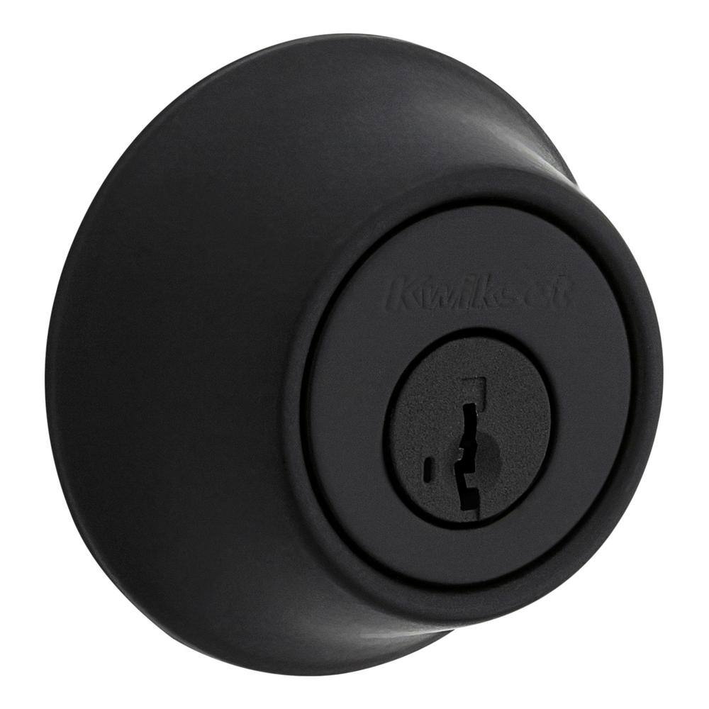 Kwikset 660 Matte Black Single Cylinder Deadbolt featuring SmartKey Security and Microban Technology 660514SMTK3V1