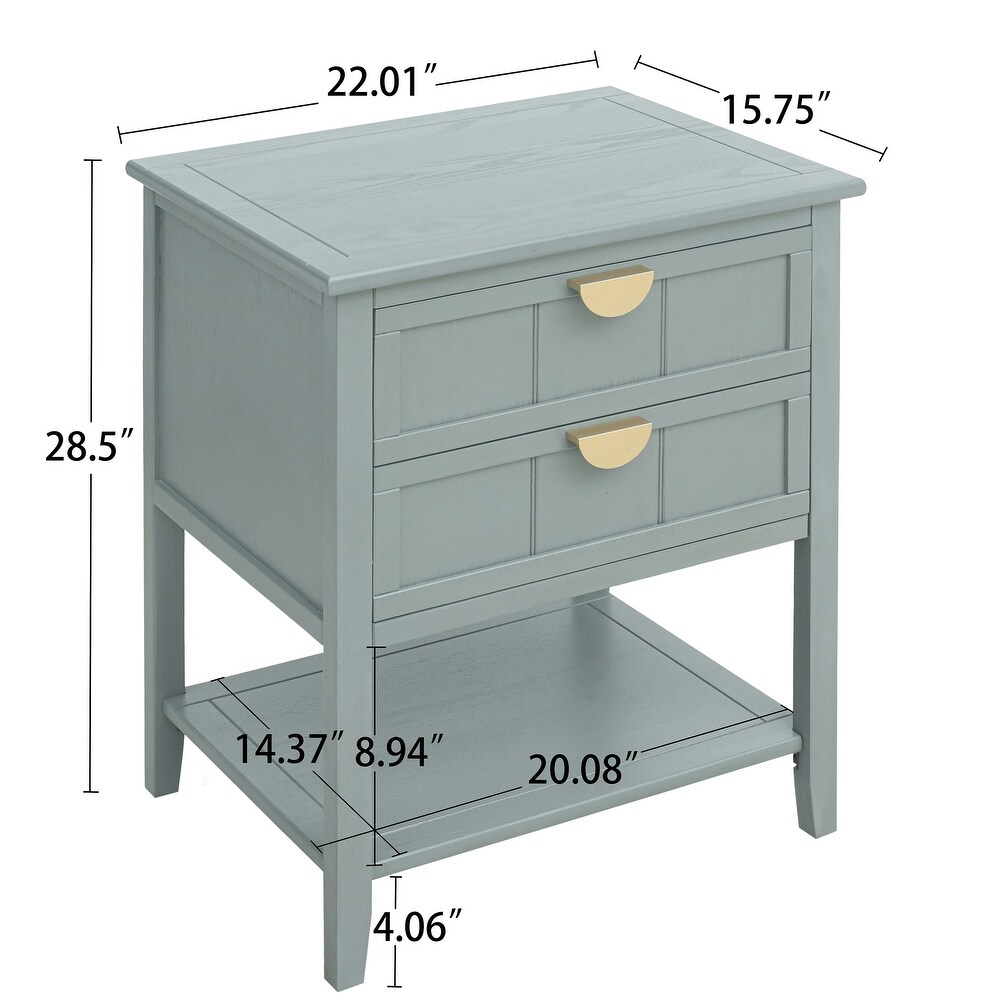 2 Drawer Side table American style  End table Suitable for bedroom  living room  study