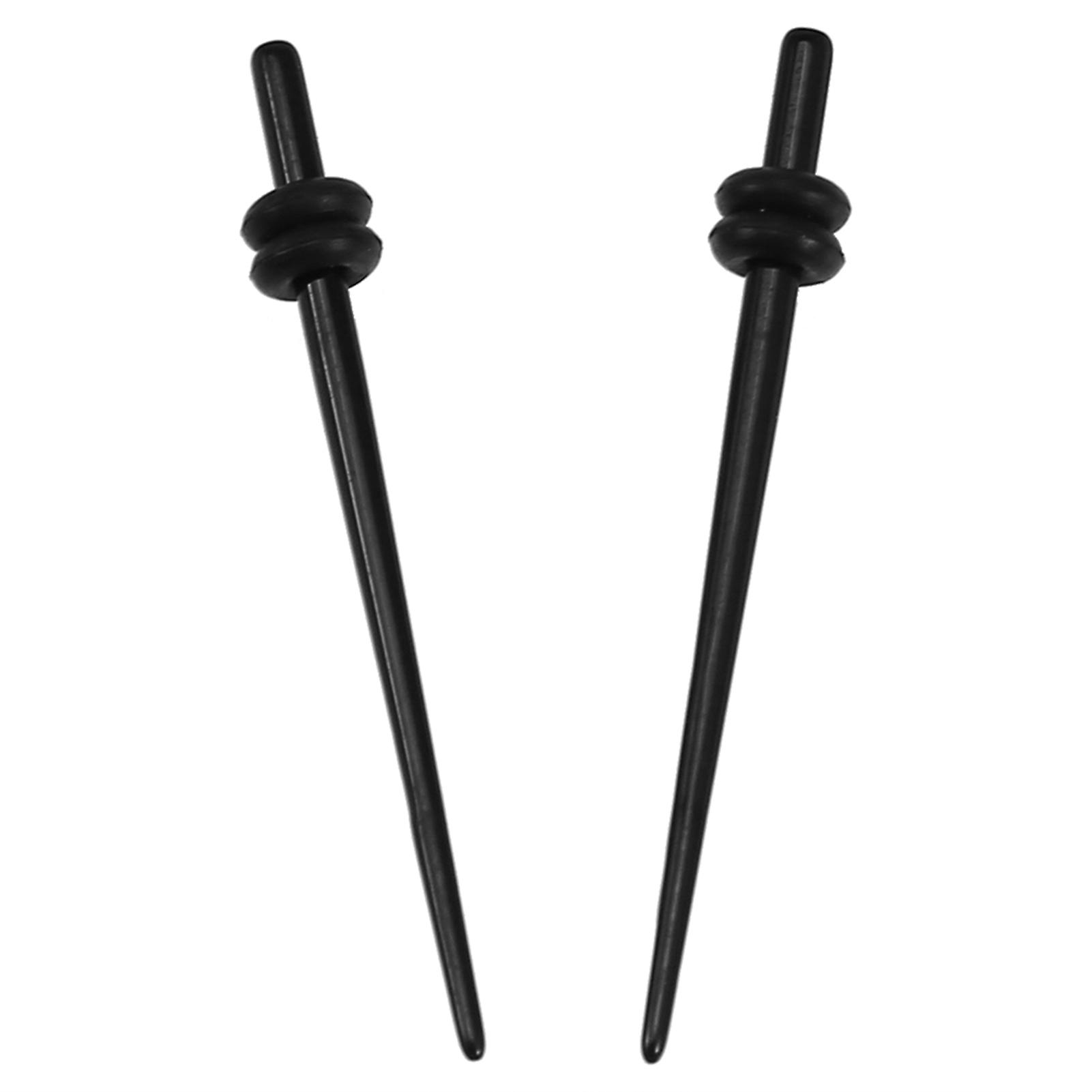 2pcs Acrylic Stretcher Ear Plug Taper Expander O Ring Stretching Kit Black