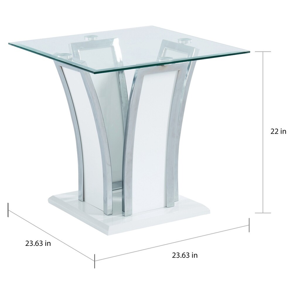 Brian Modern 24 inch Glass Top Side Table by Silver Orchid