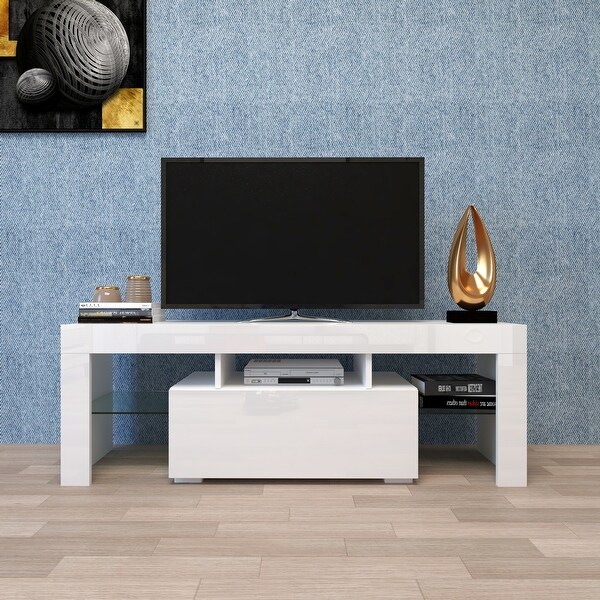 51''L Flat Screen TV Stand LED RGB TV Cabinet with 5 Shelf for 43 to 60 in Entertainment Center