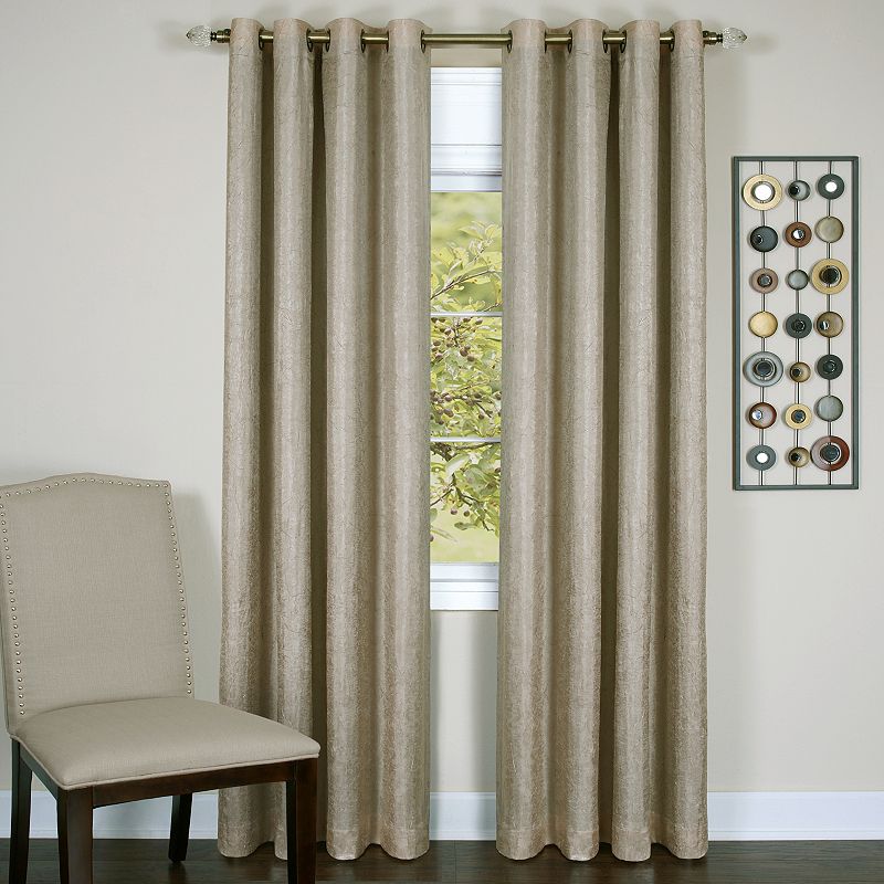 Kate Aurora  Vesper Room Darkening Grommet Top Crinkled Satin Lined Single Window Curtain Panel