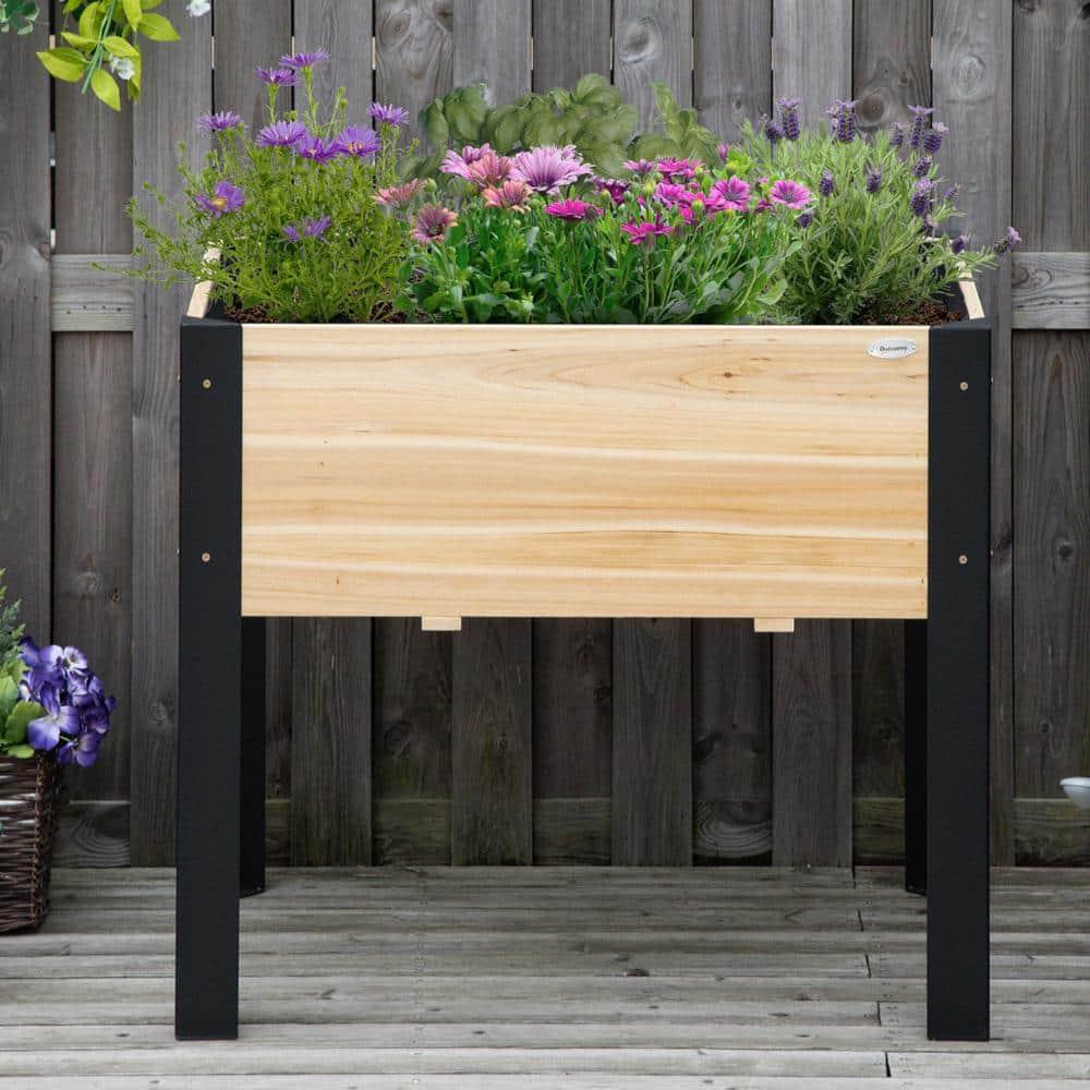 Outsunny 32 in. x 24 in. x 29 in. Wood Raised Garden Bed with Metal Legs 845-531