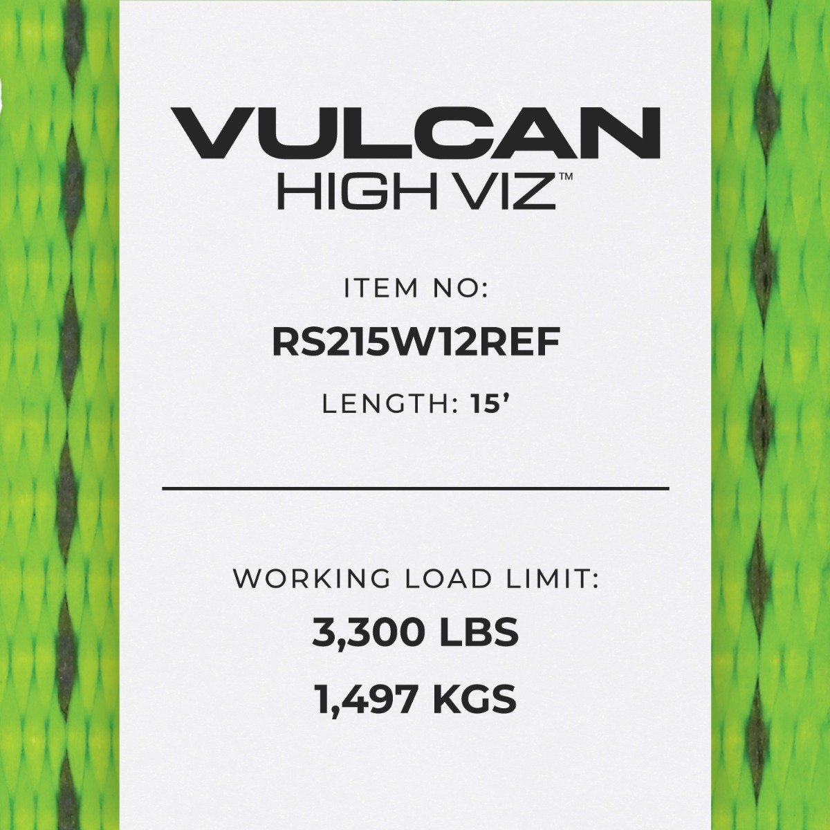 VULCAN Ratchet Strap with Wire Hooks - 2 Inch x 15 Foot - 4 Pack - High-Viz - 3,300 Pound Safe Working Load