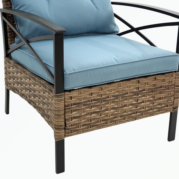 4 piece sectional rattan wicker corner sofa set with cushion - Overstock - 37505285