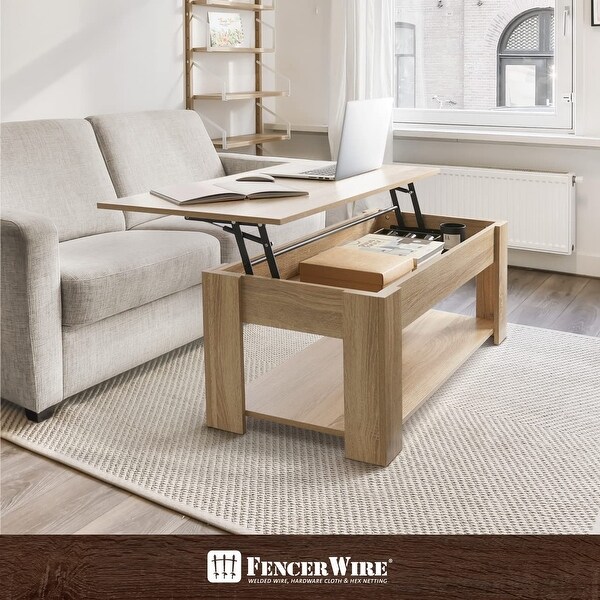 Lift Top Coffee Table w/Storage， Storage Coffee Table w/Lift Top for Living Room， Rising Tabletop Coffee Table w/Hidden