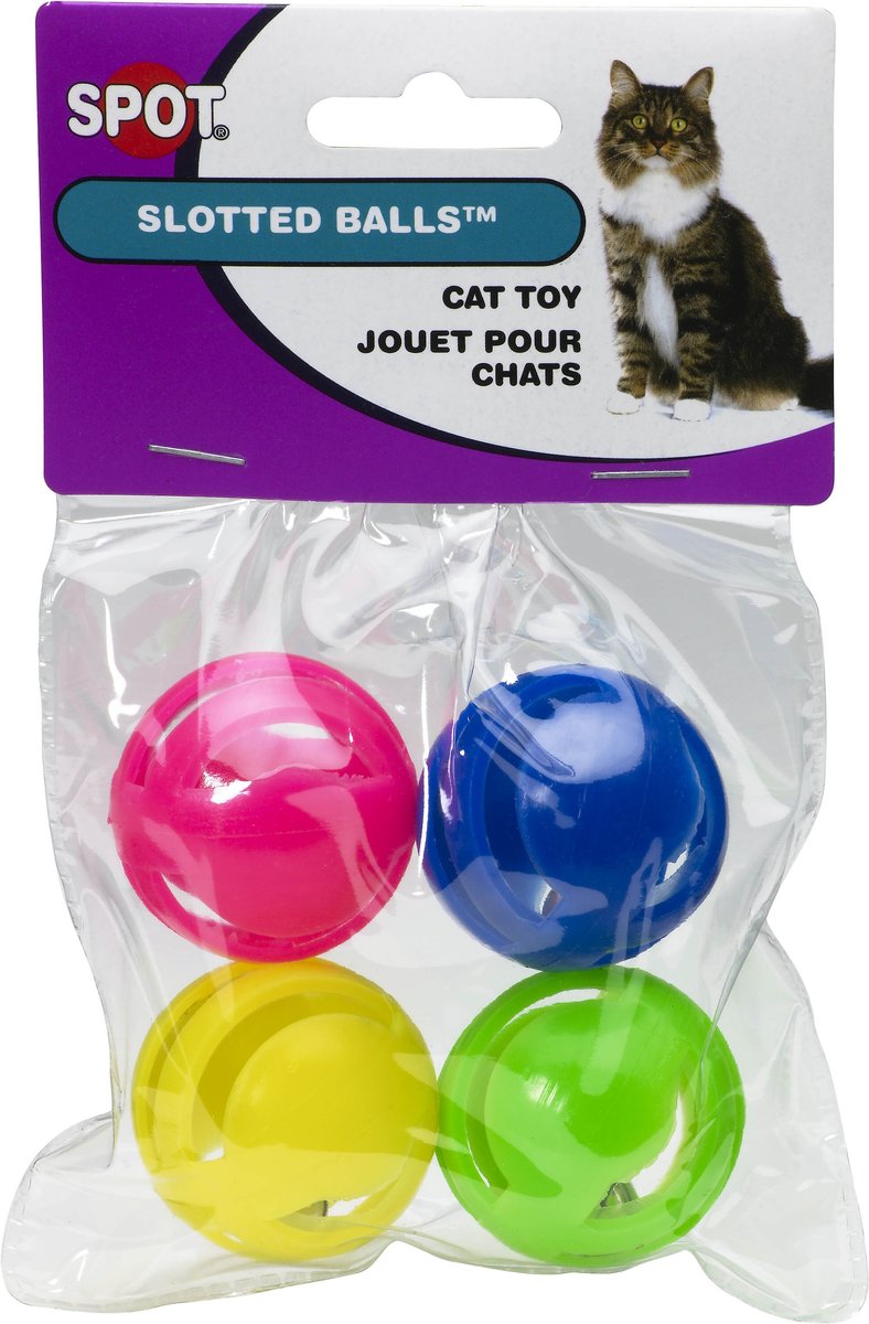 Ethical Pet Spot Slotted Balls Cat Toy， 4-pack