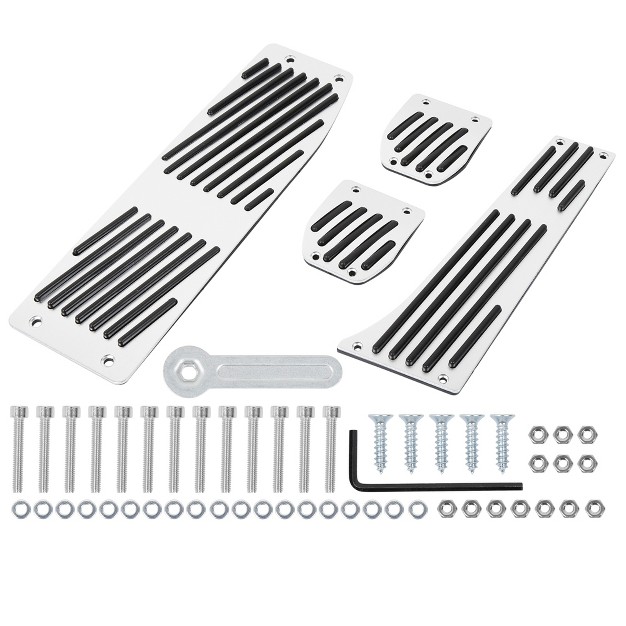 Unique Bargains Footrest Brake Pedal Pad Cover Kit For Bmw M3 E93 E46 2000 2013 Black Silver Tone 1set