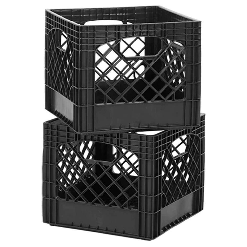 Juggernaut Storage 18 qt. Storage Stackable Storage Crate with Handles in Black (2-Pack) RMK18QT-2PKBLK