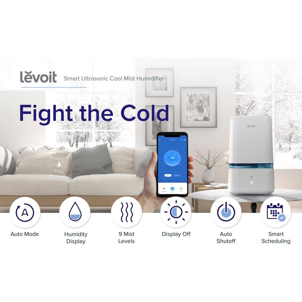 LEVOIT 1 Gal. Smart Ultra-Sonic Cool Mist Humidifier and Diffuser up to 375 sq. ft. HEAPHULVSUS0030