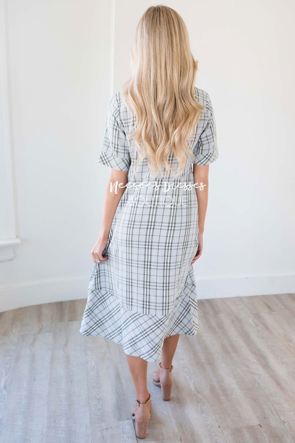 The Chateau Plaid Button Front Dress