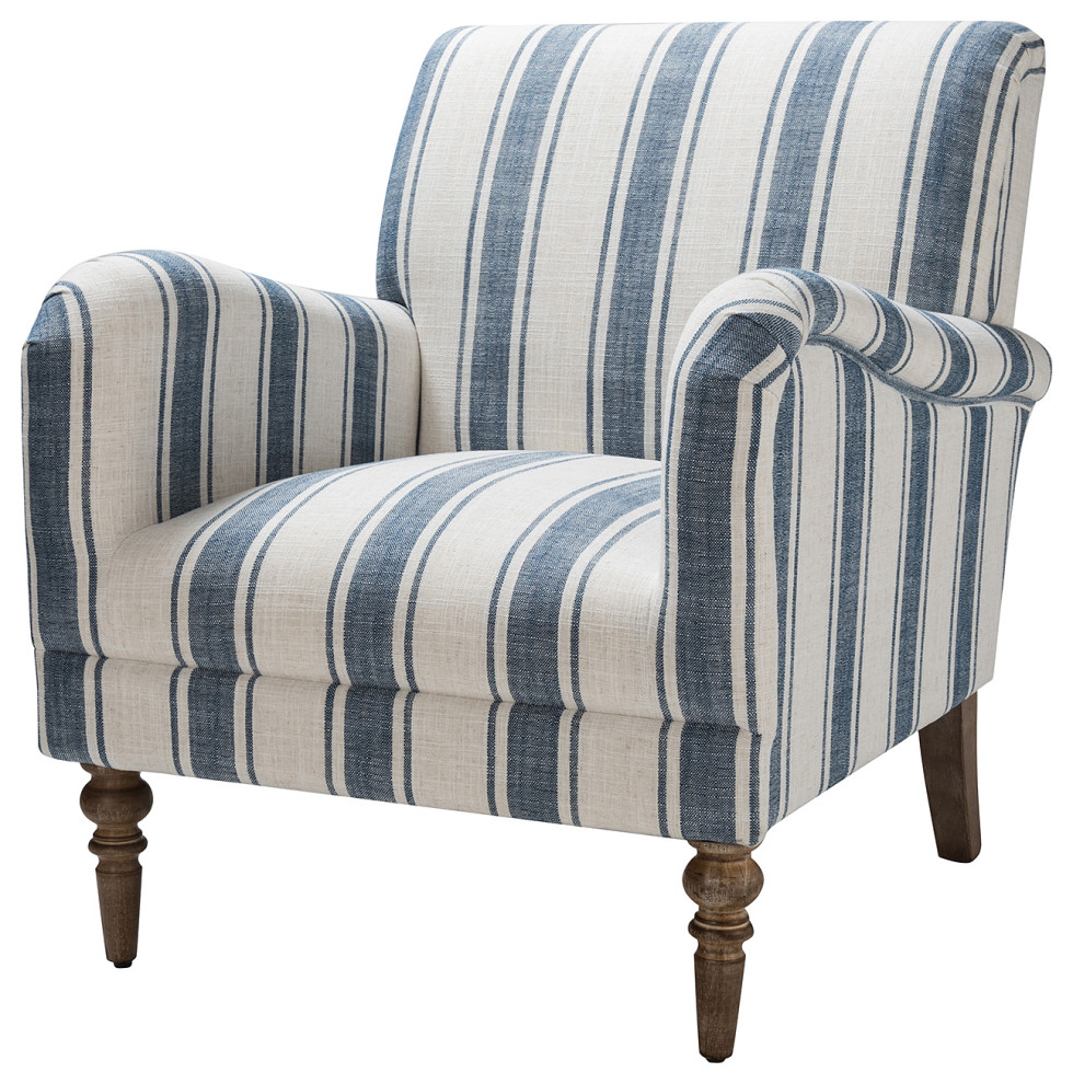 Mid century Stripe Armchair With Wing Back   French Country   Armchairs And Accent Chairs   by Karat Home  Houzz