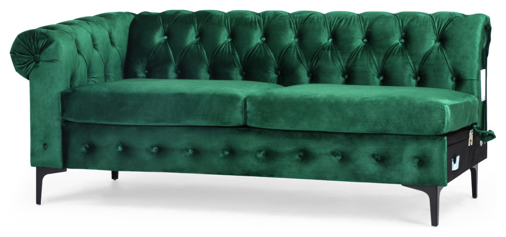 Nathanial Velvet 3 Seater Sectional Sofa With Chaise Lounge   Contemporary   Sectional Sofas   by GDFStudio  Houzz