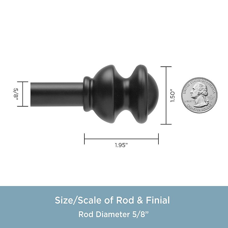 Kenney 5/8” Diameter Kendall Standard Decorative Adjustable Curtain Rod Set