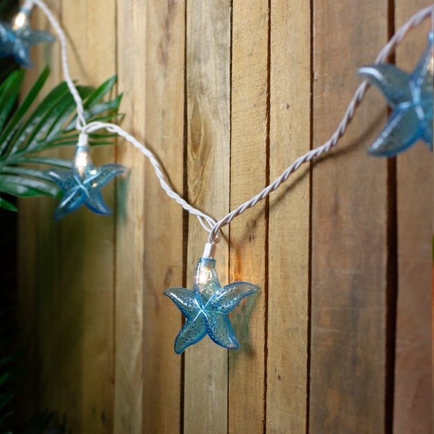 Northlight Set Of 10 Blue Starfish Novelty String Lights 9ft White Wire