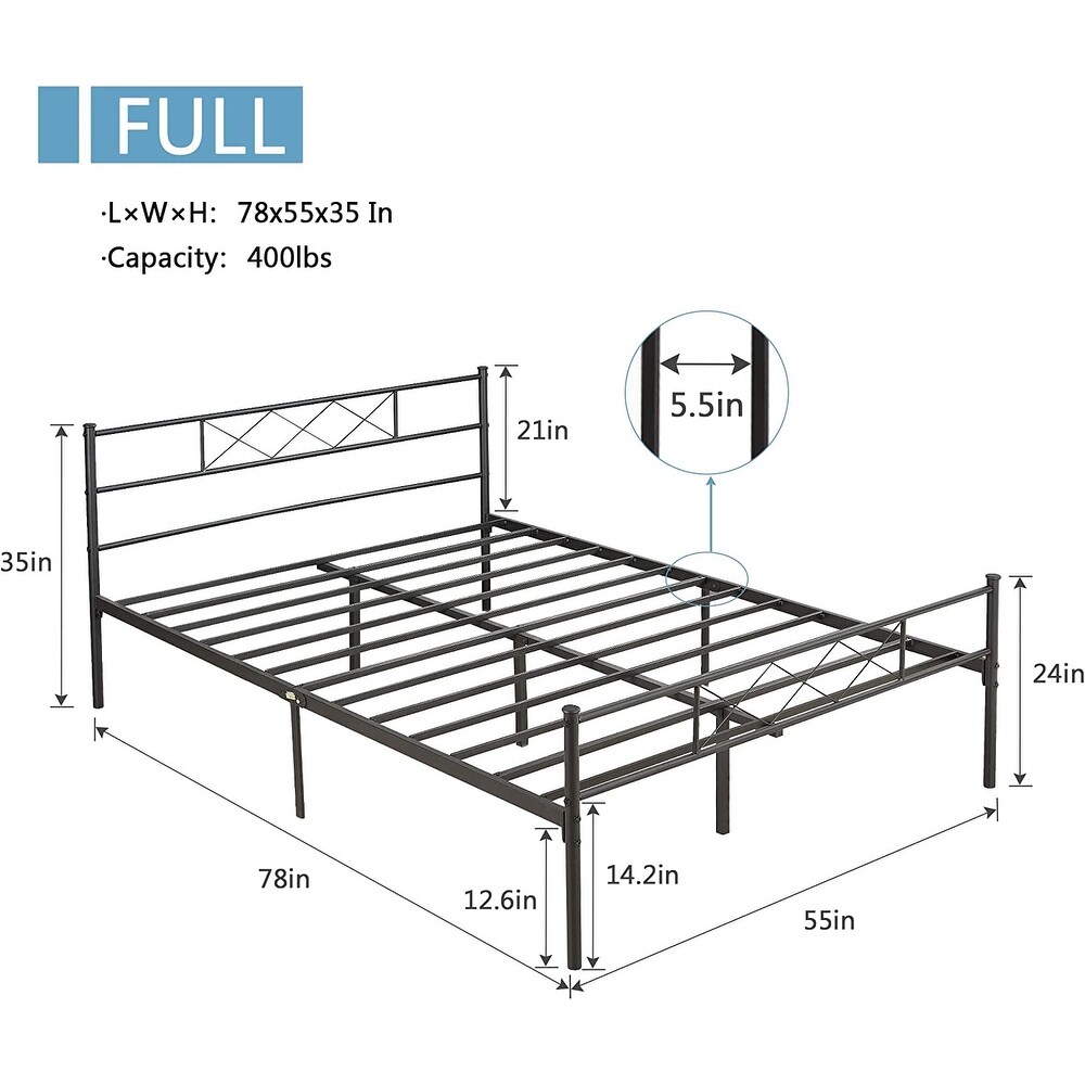 VECELO Contemporary Metal Platform Bed Frame  Student apartment Beds