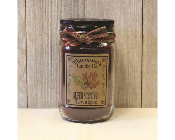 Thompsons Candle Co. Super Scented Harvest Spice Small Mason Jar Candle， 12 oz. - HVSM