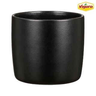 Vigoro 7.1 in. x 7.1 in. D x 6.3 in. H Eliana Small Black Ceramic Pot 57565